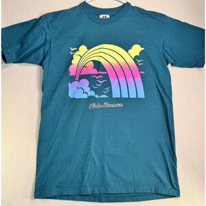 Vintage Tee-Jays T-Shirt M Men's Green Lake Norman North Carolina State Park USA